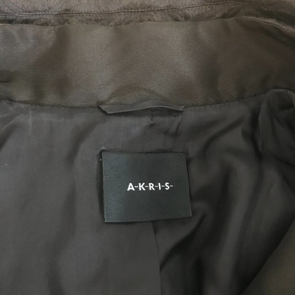 Akris Women's Size 10 Wavy Texture Wool Silk Asymmetrical Front Brown Jacket - Picture 6 of 9